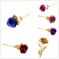 24K Gold Foil Plated Rose Romantic Valentine's Day Gift Golden Rose Flower   232321800350